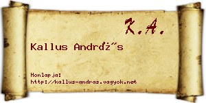 Kallus András névjegykártya